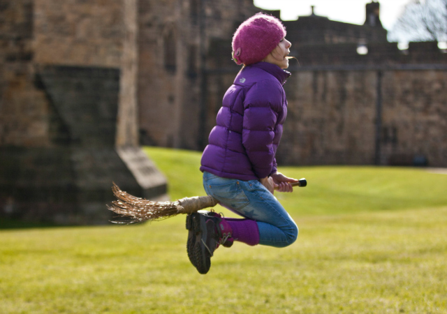 Girl on broomstick
